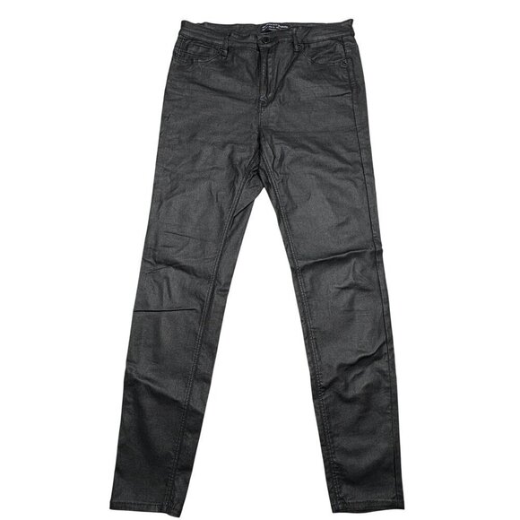 Stradivarius Women's Size 10  Black Coated Denim Jeans Pants Viscose - Picture 1 of 10